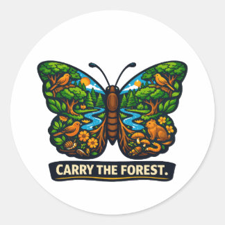 Carry The Forest Butterfly Ecosystem Nature Classic Round Sticker