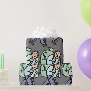 Carrying A Bag Of Money Wrapping Paper