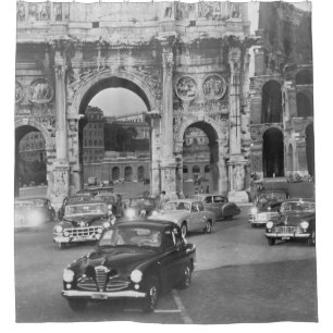 Cars and ancient monuments Rome Italyvintage, ital Shower Curtain