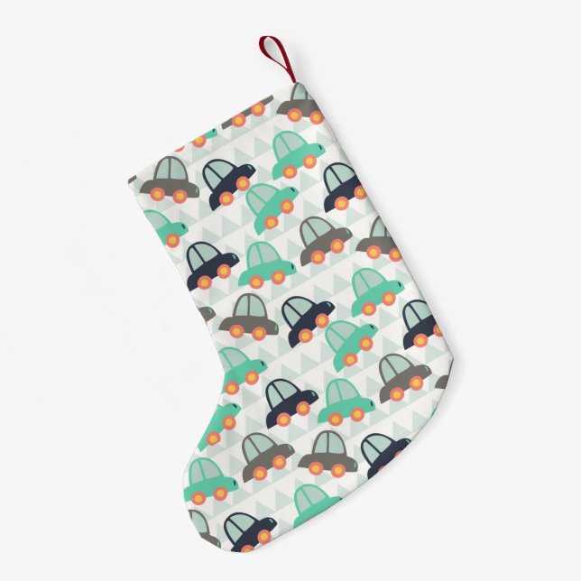 Cars and More Cars Small Christmas Stocking (Back (Hanging))
