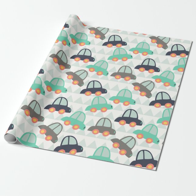 Cars and More Cars Wrapping Paper (Unrolled)