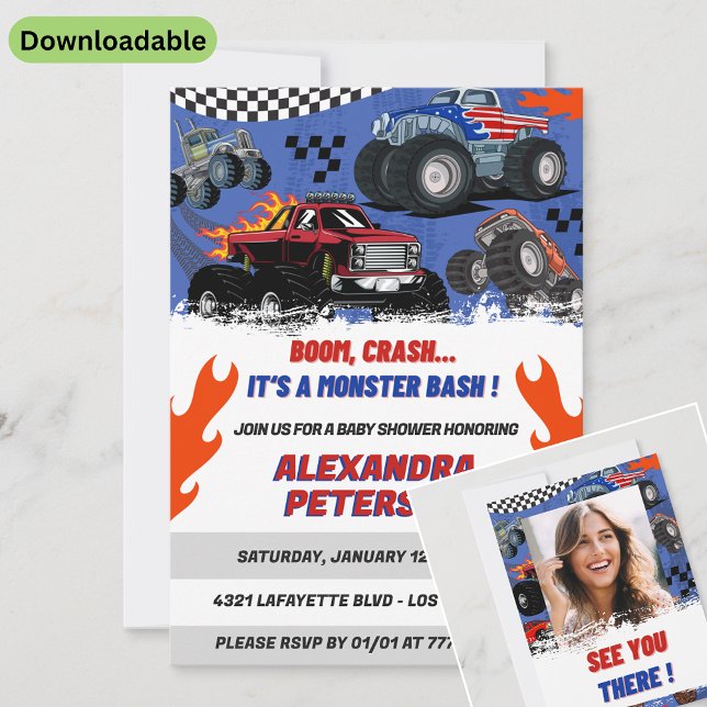 Cars and trucks baby shower Photo Bash Invitation (Creator Uploaded)