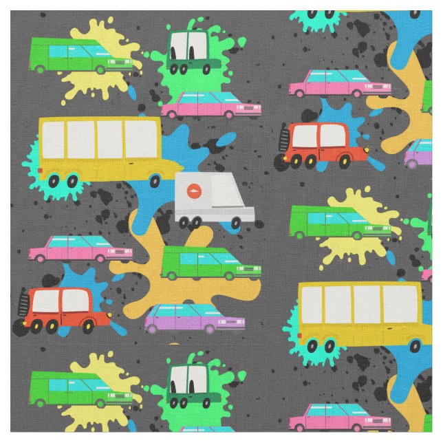 CARS  AND TRUCKS  FABRIC (Close Up)