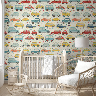 Cars Baby Boy Seamless Pattern Nursery Room Wallpaper