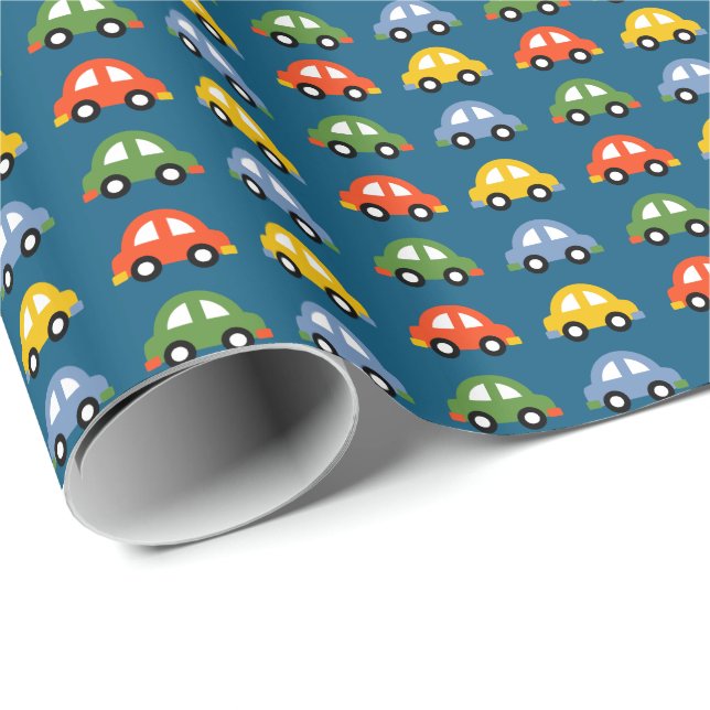 Cars in blue wrapping paper (Roll Corner)