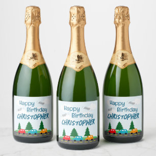 Cars Kids Boy Birthday Sparkling Wine Label