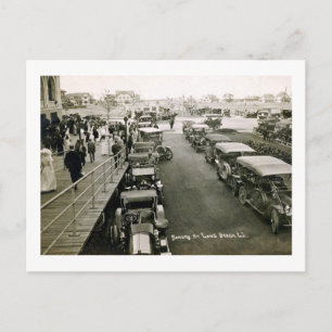 Cars on a Busy Sunday, Long Beach, NY Vintage Postcard