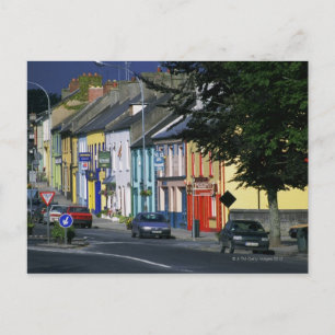 Cars parked in front of a building, Adare Postcard