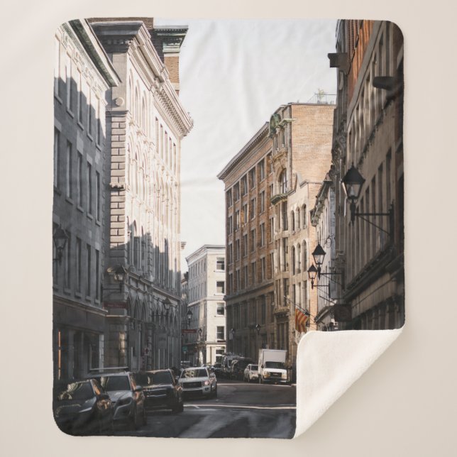 CARS PARKED ON SIDE OF THE ROAD IN BETWEEN BUILDIN SHERPA BLANKET (Front)