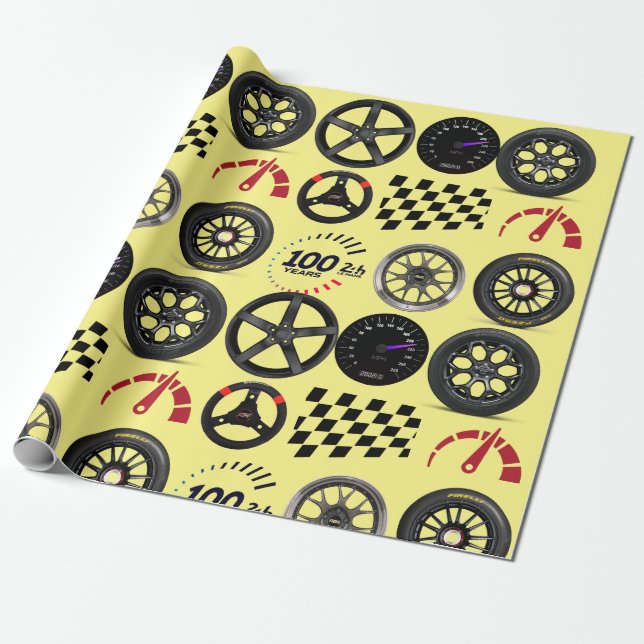 Cars racing and motorsport enthusiasts for him wrapping paper (Unrolled)
