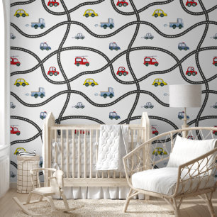 Cars Removable Peel and Stick Baby Boy Nursery Wallpaper