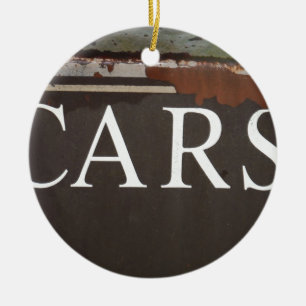 CARS  Tow Truck Vintage Car Sign Ceramic Tree Decoration