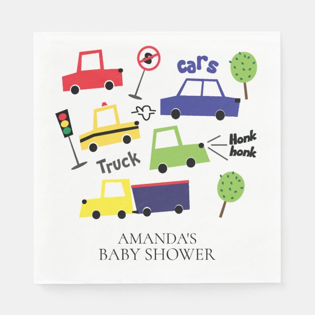 Cars & Trucks Boys Baby Shower Paper Napkins (Front)