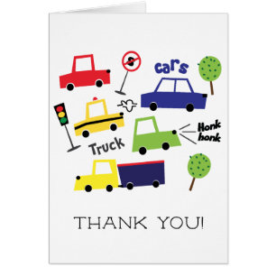 Cars & Trucks Boys Baby Shower Thank You Note