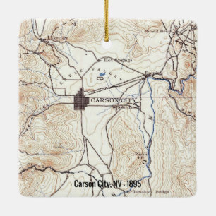 Carson City NV Vintage Map Ceramic Ornament