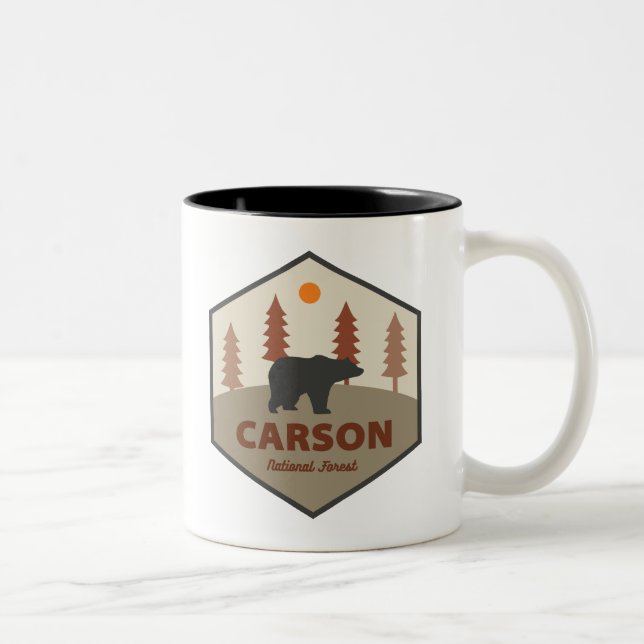 Carson National Forest New Mexico Bear Two-Tone Coffee Mug (Right)