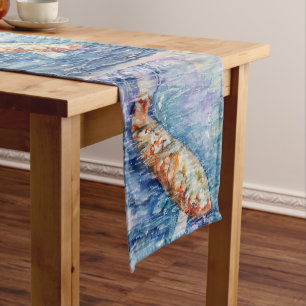 Cart fish short table runner