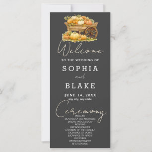 Cart of Pumpkins Fall Shadow Grey Wedding Program