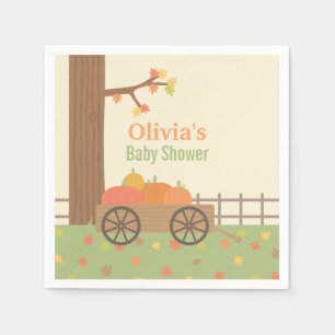 Cart of Pumpkins Fall Theme Baby Shower Supplies Napkin