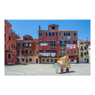 Cart with boxes in Venice Photo Print