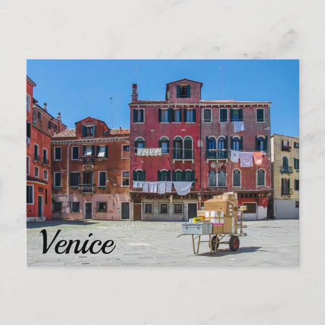 Cart with boxes in Venice Postcard (Front)