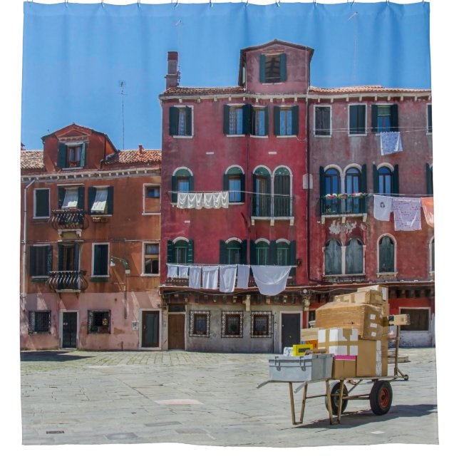 Cart with boxes in Venice Shower Curtain (Front)