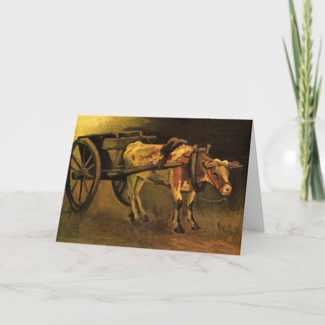 Cart with Red and White Ox by Vincent van Gogh Card (Front)