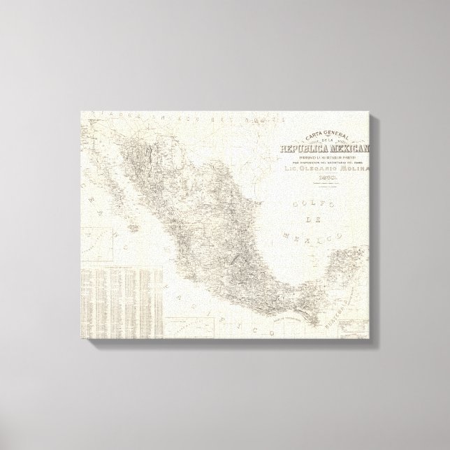 Carta general de la Republica Mexicana Map Canvas Print (Front)