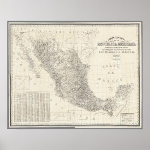Carta general de la Republica Mexicana Map Poster