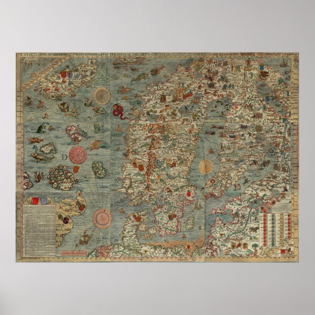 Carta Marina - Ancient Creatures Map of the World Poster (Front)
