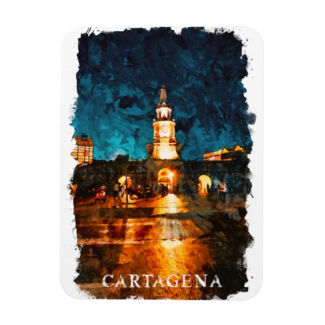 Cartagena by Night Colombia City View Magnet (Vertical)