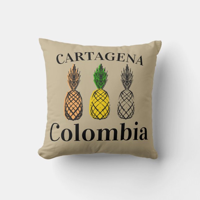 Cartagena Colombia Pineapples Cushion (Front)