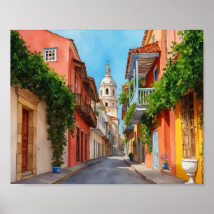 Cartagena Colombia Watercolor Poster