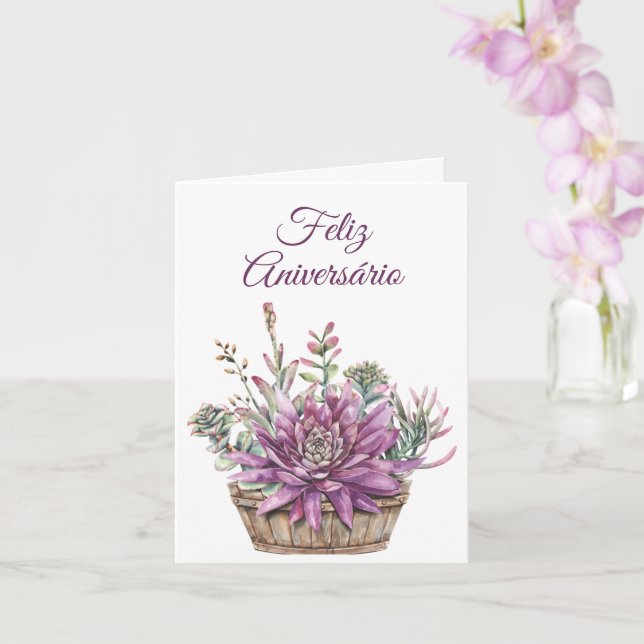 Cartão em Portugues: Birthday Card with flowers (Orchid)