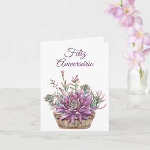 Cartão Portuguese Birthday Card with flowers