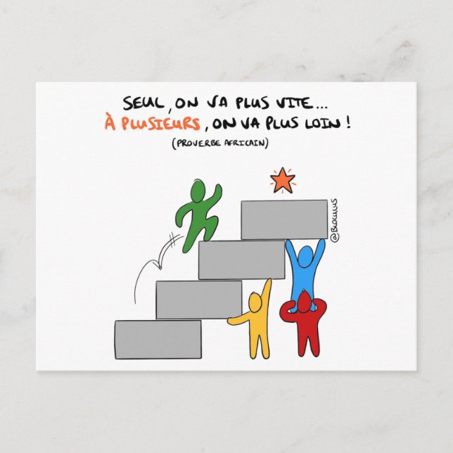 Carte coaching "A plusieurs on va plus loin" Postcard (Front)