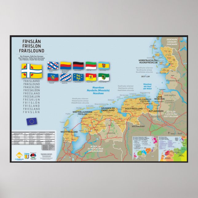 Carte de la Frise (Fryslân) Poster (Front)
