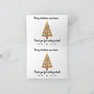 Carte de Noël personnalisée pour enseignant Thank You Card