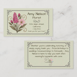 Carte de visite, Flower Shop, Floral Services. Business Card