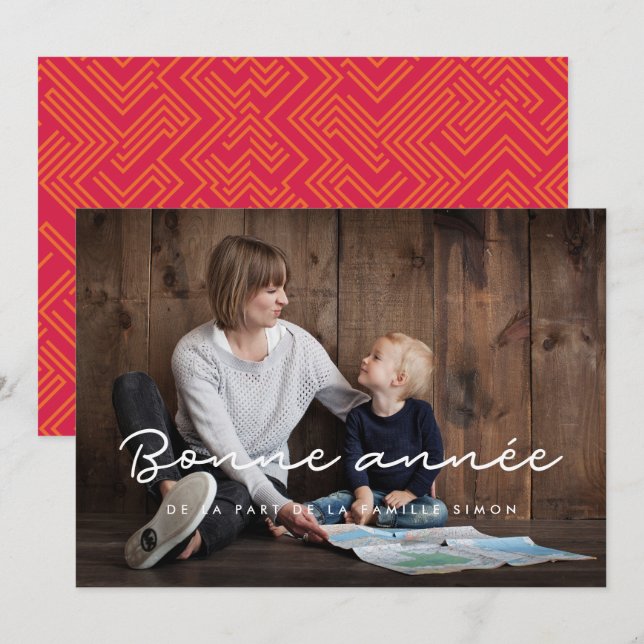 Carte de voeu photo Bonne année personnalisable Holiday Card (Front/Back)