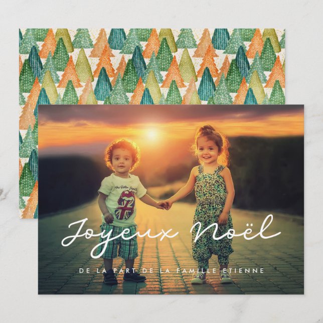 Carte de vœu photo Joyeux Noël personnalisable Holiday Card (Front/Back)