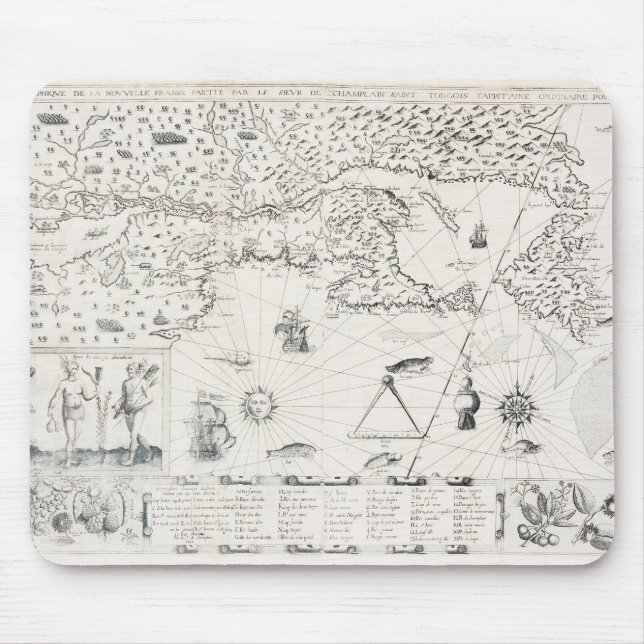 Carte Française Canada (Québec) par Champlain 1612 Mouse Pad (Front)