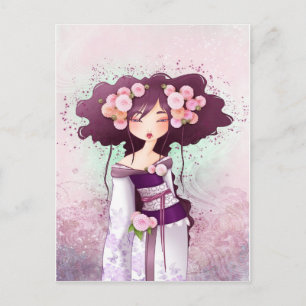 Carte geisha dahlia postcard