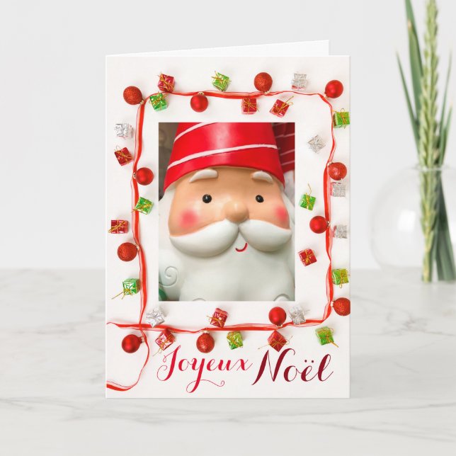 Carte Joyeux Noel custom Guirlande Pere Noel Card (Front)