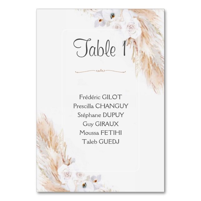 Carte plan de table table number (Front)