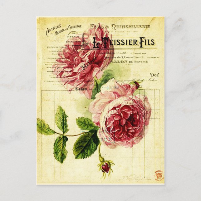 carte postal fleurs anciennes postcard (Front)