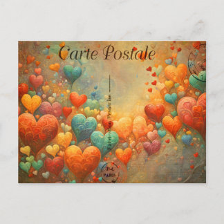 Carte Postale, colorful hearts 9 Postcard
