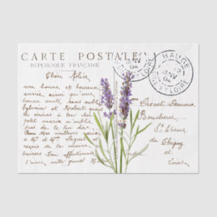 Carte Postale French Script Lavender Flower Craft Tissue Paper