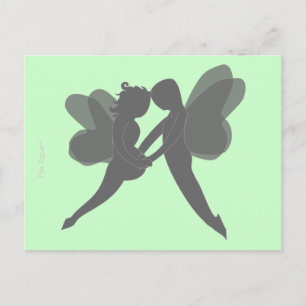 carte postale grossesse couple de fées fond vert postcard
