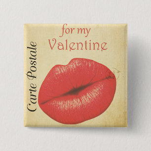Carte Postale Valentine Kiss 15 Cm Square Badge